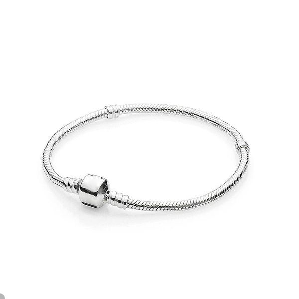 

real sterling silver snake chain charm bracelet for pandora classical designer bracelets for women men sisters gift hand chain beads bracele, Golden;silver