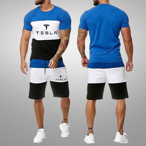 

mens tracksuits fashion bodybuilding striped summer casual cool short sleeve print sports streetwear beach tshirts shorts sets 230503, Gray
