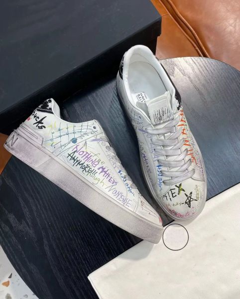 

white black graffiti leather b-skate sneakers shoes famous brand men trainers comfort man skateboard walking party wedding eu38-46.box