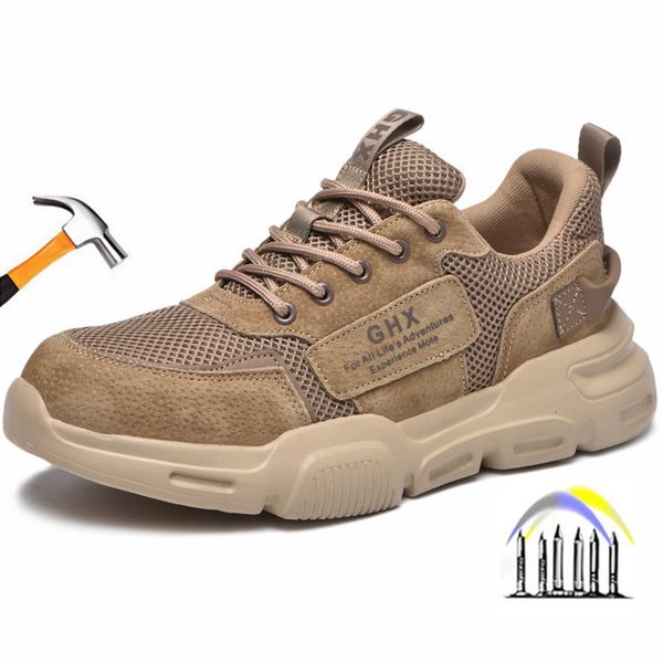

dress shoes breathable work shoes lightweight safety anti puncture indestructible men soft sneakers with steel toe 230503, Black