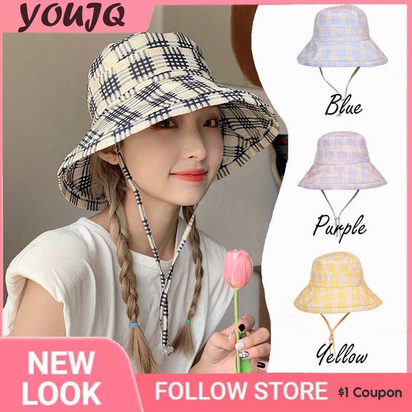 

wide brim hats female four seasons fisherman hats for women black white lattice sunshade versatile summer panama beach sunscreen hat sombrer, Blue;gray
