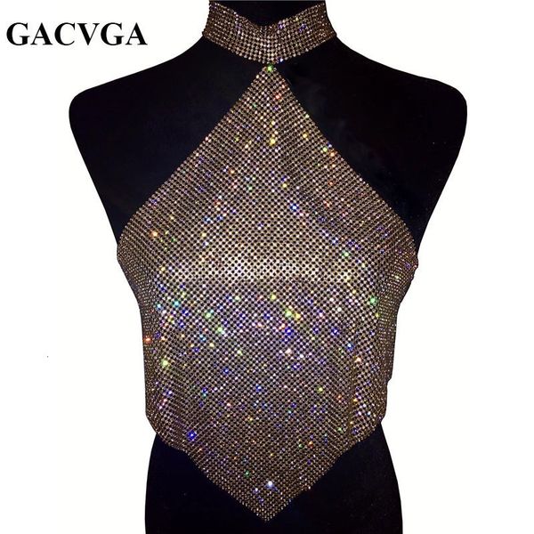 

camisoles tanks gacvga shinning crystal diamond crop summer beach backless t shirt halter s party camis women tank blusa 230503, Black;white