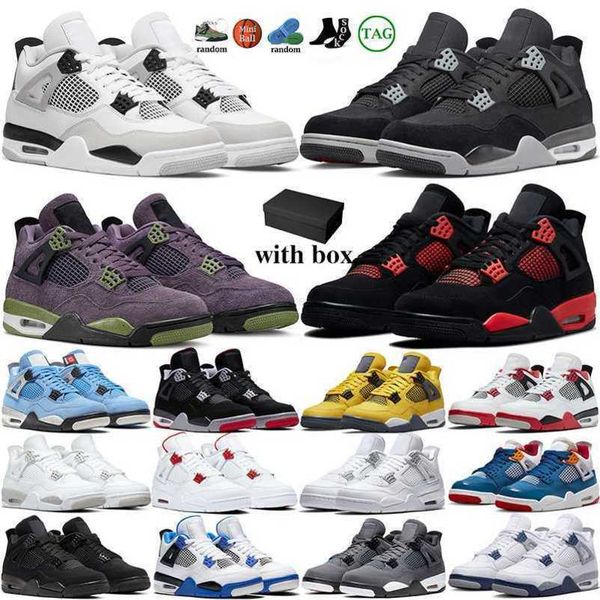 

with box 4 4s basketball shoes women men military black canvas cats red thunder oreo canyon purple messy room sail taupe haze mens trainersf
