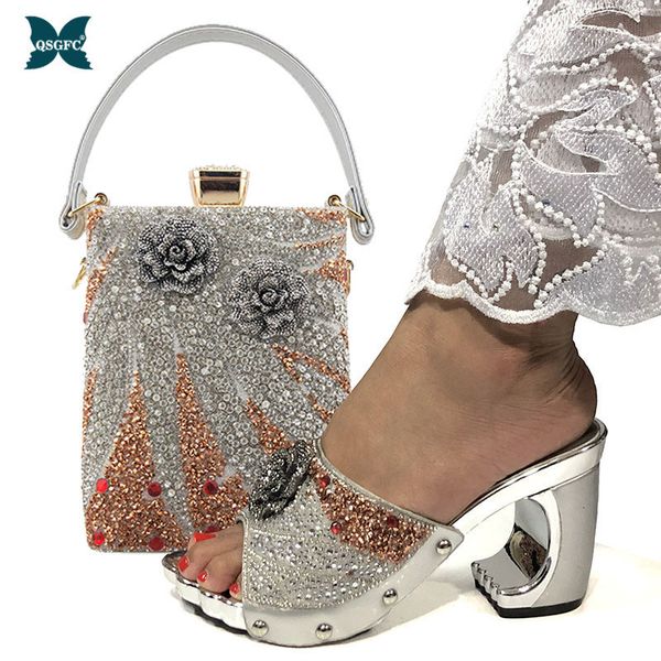 

dress shoes qsgfc silver color italian elegant for women bag party and wedding cristal tile drill face design 230503, Black
