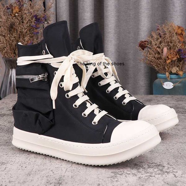 

rick casual shoes man ro owens white five mount star high canvas board shoes women's sneakers