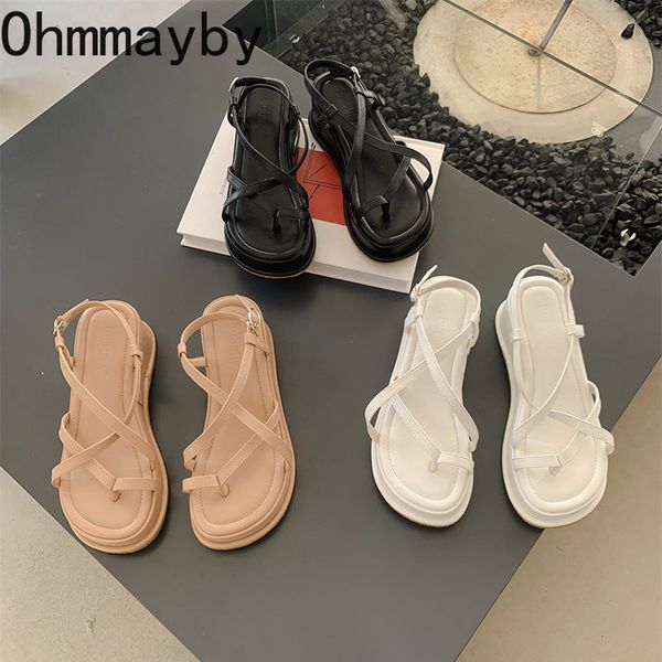 

sandals summer narrow band sandal fashion party chunky platform sandalias women gladiator shoes 230503, Black