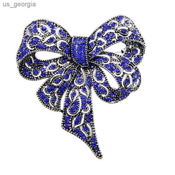 

pins brooches black color rhinestone brooches for women large bowknot brooch pin vintage fashion jewelry winter accessories, Gray