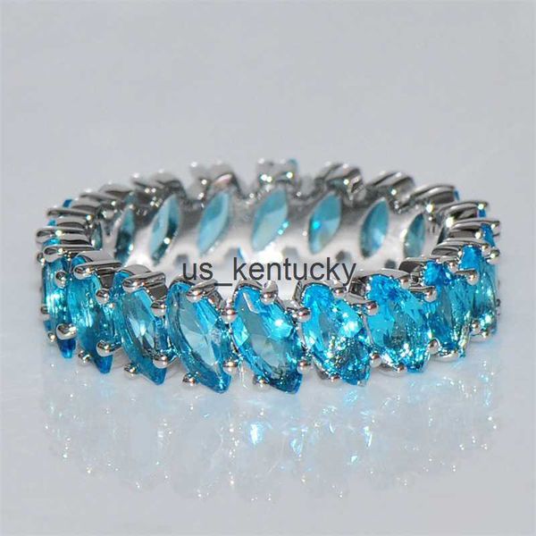 

band rings female aqua blue zircon stone rings for women wedding bands silver color horse eye ring engagement valentine jewelry