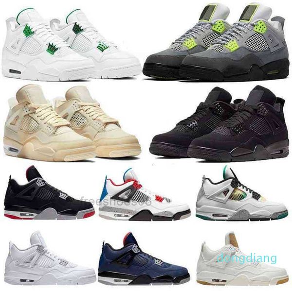 

2021 4 4s jumpman basketball shoes metallic purple red green bred ovo splatter black cat what the men mens sport sneakerszcta