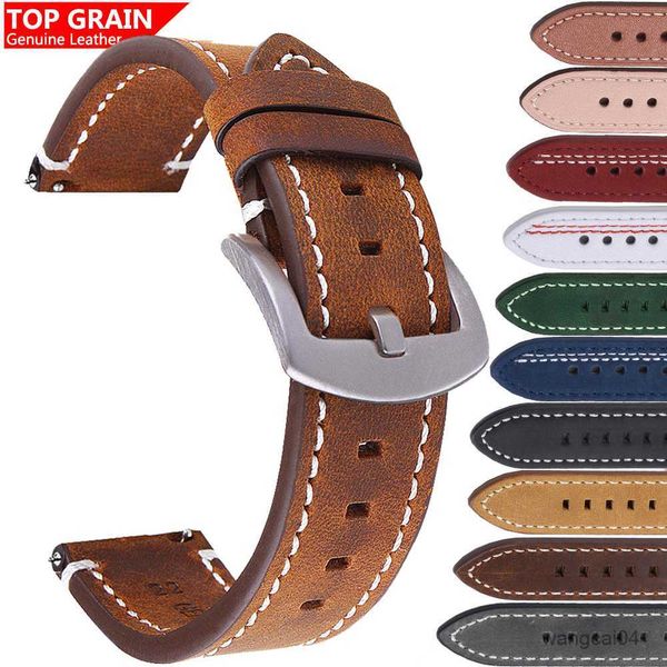 

watch bands grain genuine leather band strap quick release bands 20mm 22mm handmade vintage bands, Black;brown