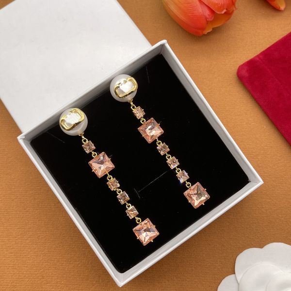 

fashion designer new stud earrings luxury gold colored diamond tassel earrings gorgeous trendy ladies party travel daily wear gift without b, Golden