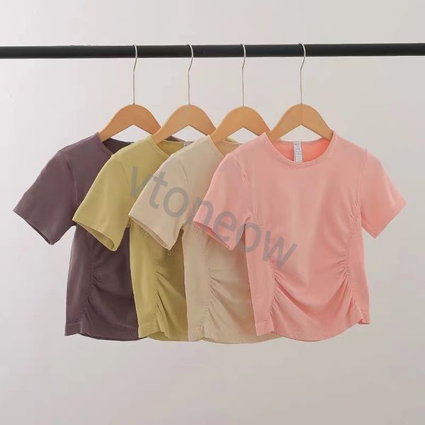 

lulus yoga outfit waist fold breathable round neck sports slim fit and versatile yoga suit short sleeve