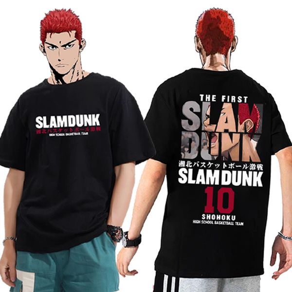 

men s t shirts anime slam dunk t shirt for mens sakuragi hanamichi kaede rukawa tee oversized japanese manga women short sleeve 230503, White;black