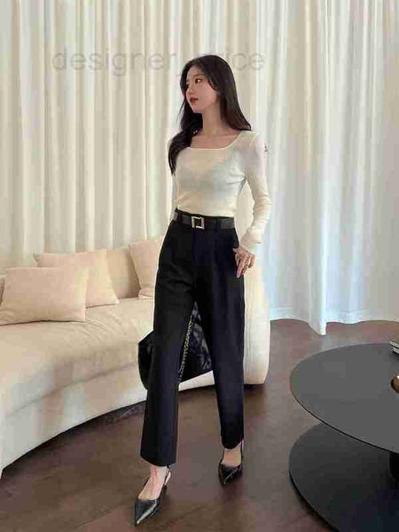 

women's pants & capris designer skilled and unrestrained ol style high waisted smoke pipe cut belt decorative tapered pants ddzr, Black;white