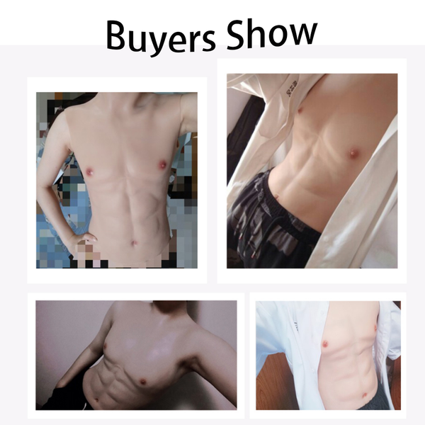 

costume accessories fake men chest crossdresser muscle suit macho silicone belly artificial simulation abs for transgender cos, Silver