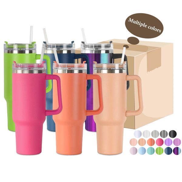 

wholesale new 40oz tumblers double walled multiple colors colorful powder coated vacuum insulated travel mugs with handle