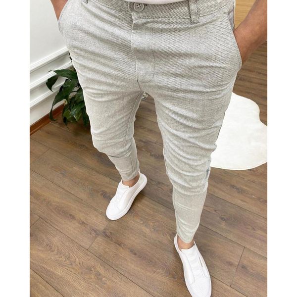 

men's pants high elastic cotton textured tapered slim trousers slooking at my dick sweatpants street wear pants for male 230504, Black
