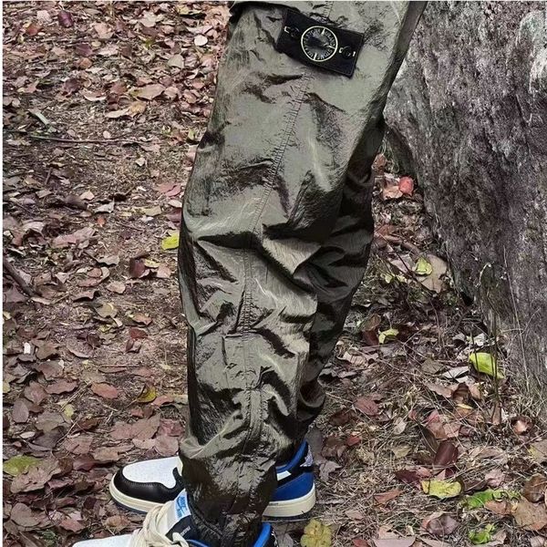 

st0ne men's pants reflective waterproof ventilation lightweight style loose trousers summer sports clothing, Black
