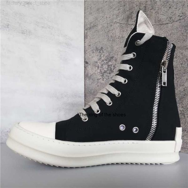 

2023 ogshoes hiking footwear luxury rick designer ro owens spring men's ankle man flat sole canvas street style high sneaker 0casual