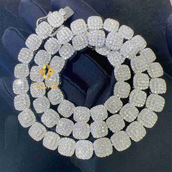 

9mm width iced out man jewelry gra certificates pass diamond tester vvs1 moissanite cuban chain necklace, Silver