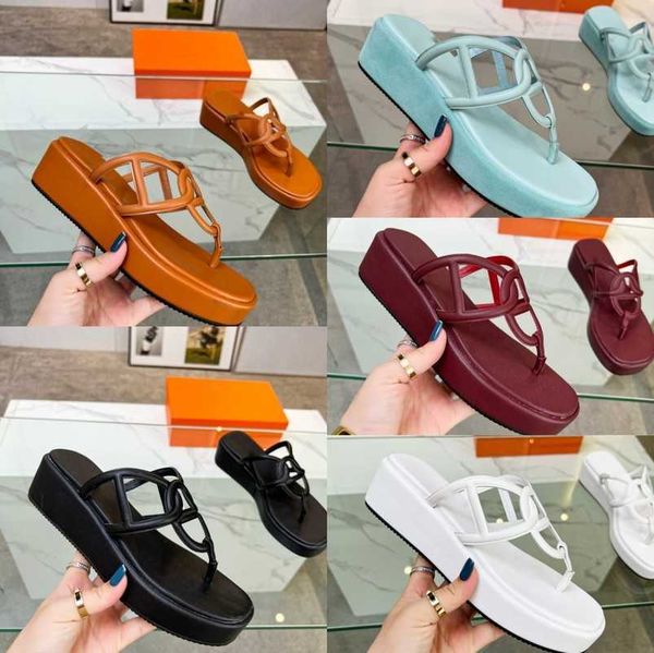 

designers wedge slippers chaine d'ancre flat slides lady logo sandals women platform beach mules chain buckle latch scrub letter outdoo, Black
