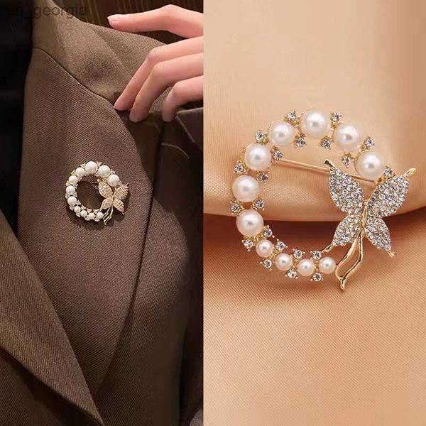 

pins brooches canpel fashion pearl and crystal for women baroque trendy butterfly clothes accessories wedding gifts, Gray