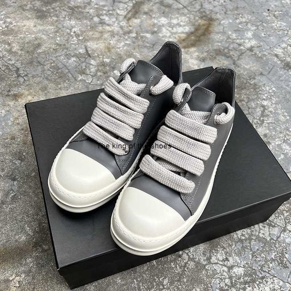 

dress shoes round owens gray casual shoes men low white genuine leather ro big jumbo lace up thick sole women luxury black sneakers 230412