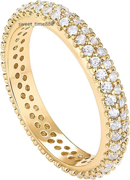 

pavoi 14k gold plated cubic zirconia double row eternity band for women, Silver