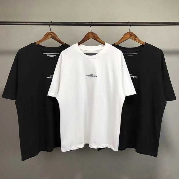 

designer men's t-shirts mm6 niche margierla dao reverse embroidery summer loose fitting men and women short sleeved couple t-shirt tren, White;black