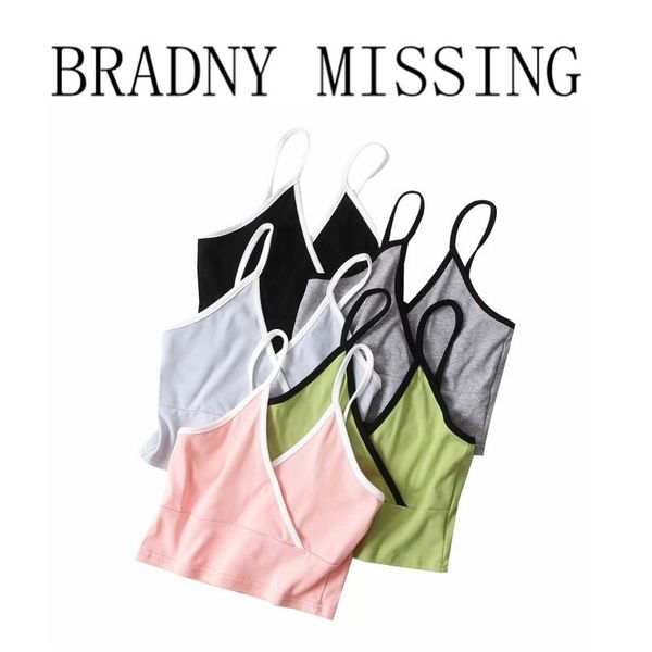 

t-shirt casual women soft cotton v neck sling 2022 summer fashion ladies high street slim vest female solid color short sling top, White