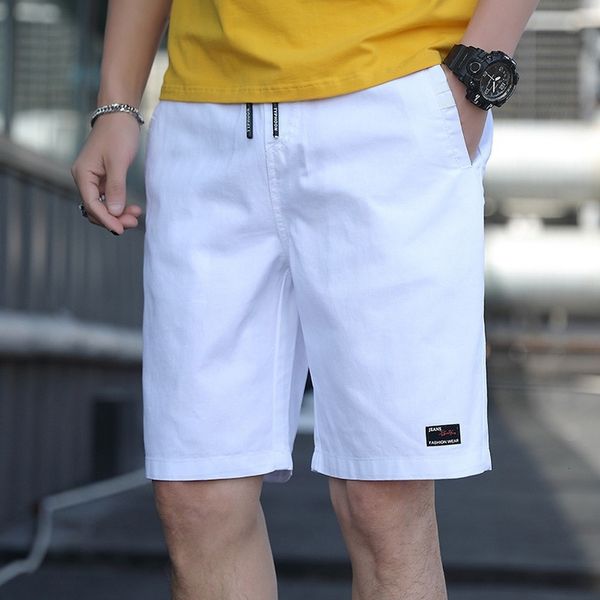 

men's shorts summer shorts men casual white shorts solid color elastic waist bermudas male trends men trousers pure cotton 230504, White;black
