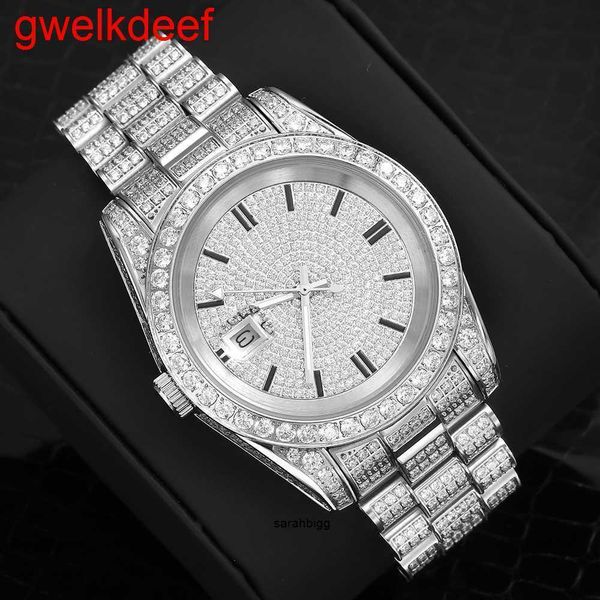 

wristwatches luxury custom bling iced out watches white gold plated moiss anite diamond watchess 5a replication mechanical octl rv3v, Slivery;golden
