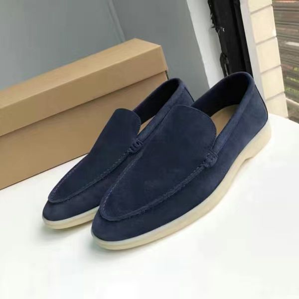 

designer shoes lp loafers flat men women suede summer charms embellished walk shoe apricot leather casual shoe slip on flats lady luxury 05, Black