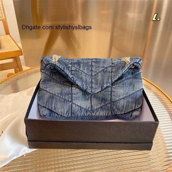 

shoulder bags women retro denim shoulder bag chain handbag purse marshmallow shape envelope crossbody messenger bags washed cowboy high qual