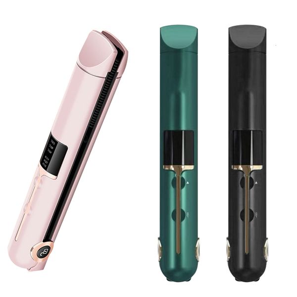 

curling irons cordless mini hair straightener curler ceramic fast heating plate flat negative ion straighting styling tool usb charging 2305