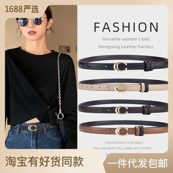 

suspenders women's double-sided c-button simple jeans versatile thin women's korean fashion youth belt, Black;brown