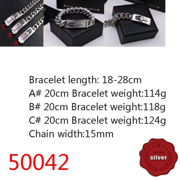 

50042 hip hop s925 sterling silver bracelet punk style personalized youth cross flower sacred sword letter jewelry couple popular accessorie, Golden;silver