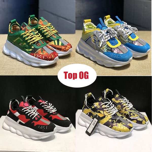 

2023 italy chain recation shoes sneakers reflective height casual shoe triple black white multi-color suede red blue yellow fluo tan fashion