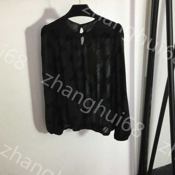 

23ss womens designer clothing high neck blouse women shirt flocking alphabet mesh perspective long sleeve shirt women clothes a1, White