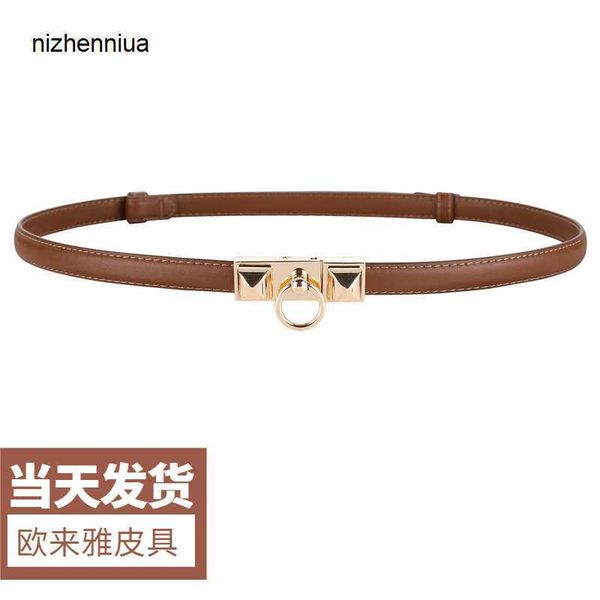 

hermm luxury belt simple cowhide thin waistband for women s decorative dress with versatile suit shirt sweater genuine leather small, Silver