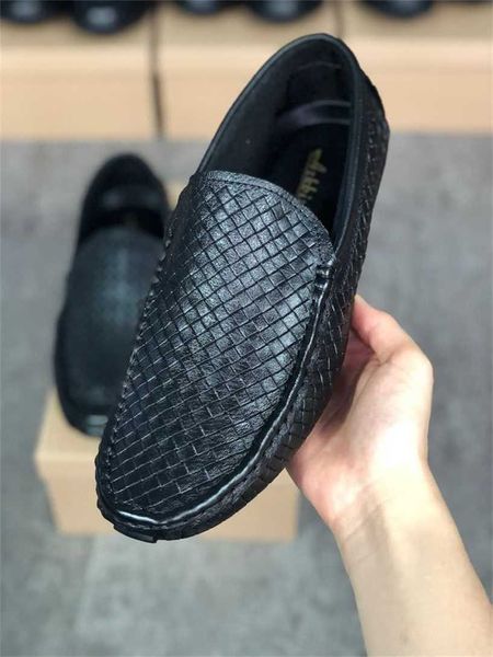 

designer mens dress shoes luxury loafers driving genuine leather italian slip on black casual shoe breathable with box 020