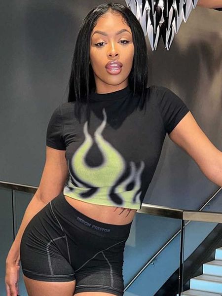

women's t-shirt sifreyr fashion print black graphic tee women summer clothes streetwear oneck short sleeve baddie y2k casual tshirts j, White