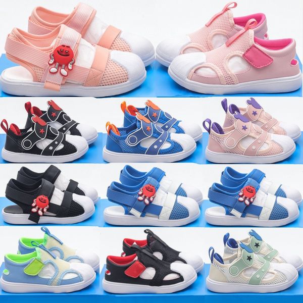 

boys girls sandals kids shoes toddlers slippers slipper youth designer sneakers kid tainers slides infants childrens desert bone baby black, Black;red