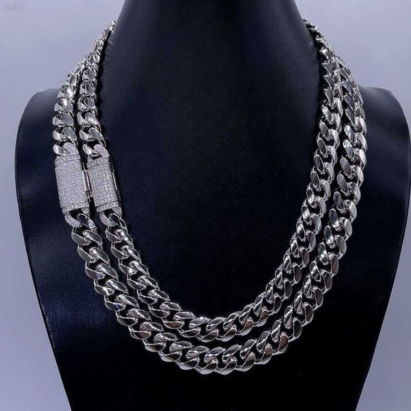 

buss down miami cuban thick 12mm 13mm iced out moissanite lock solid silver cuban chain
