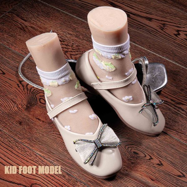 

costume accessories platinum silicone mannequin poseable kid foot model for tatoo acupuncture practice jewelry shoes socks disp, Silver