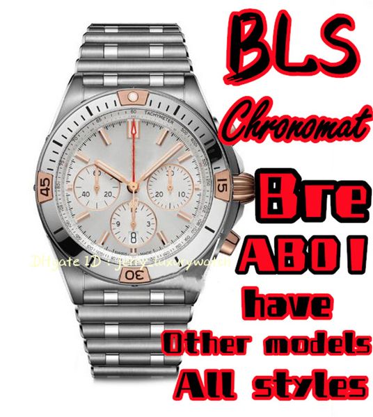 

bls bre chronomat ab0134 luxury men's watch chronograph 42mm with asia 7750 self-winding mechanical movement diameter 300 meters waterp, Slivery;brown