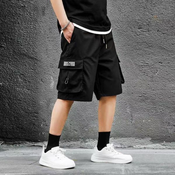 

men s shorts men flap pocket drawstring waist 230504, White;black