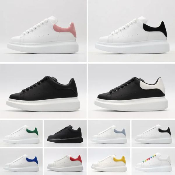 

designer stage leather increased casual shoes fashionable sports fashion platform mens womens luxury velvet suede mc white lace up alexander, Black