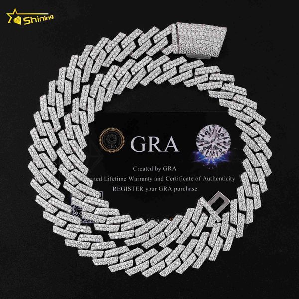 

hip hop necklace miami chain gra certificate vvs moissanite sterling silver 925 gold plated diamond iced out cuban link chain
