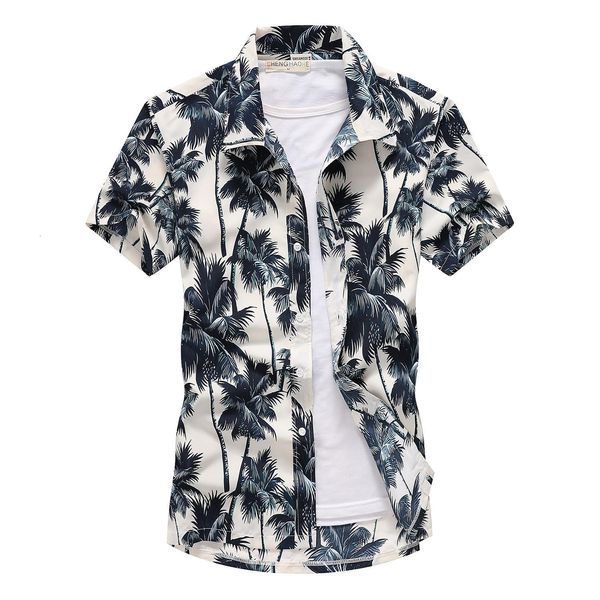 

men's casual shirts fashion mens short sleeve hawaiian shirt fast drying plus size asian size -5xl summer casual floral beach shirts f, White;black